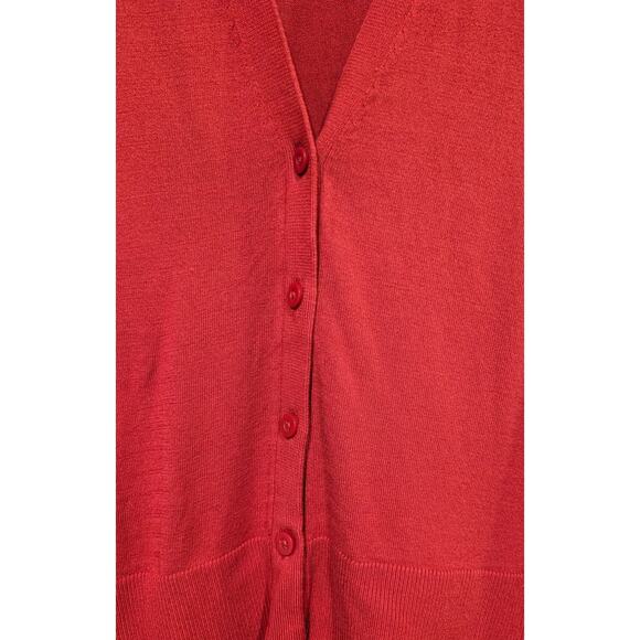 Loft Burnt Orange  V Neck Button Down Cardigan Viscose/ Nylon sz M - Picture 2 of 6